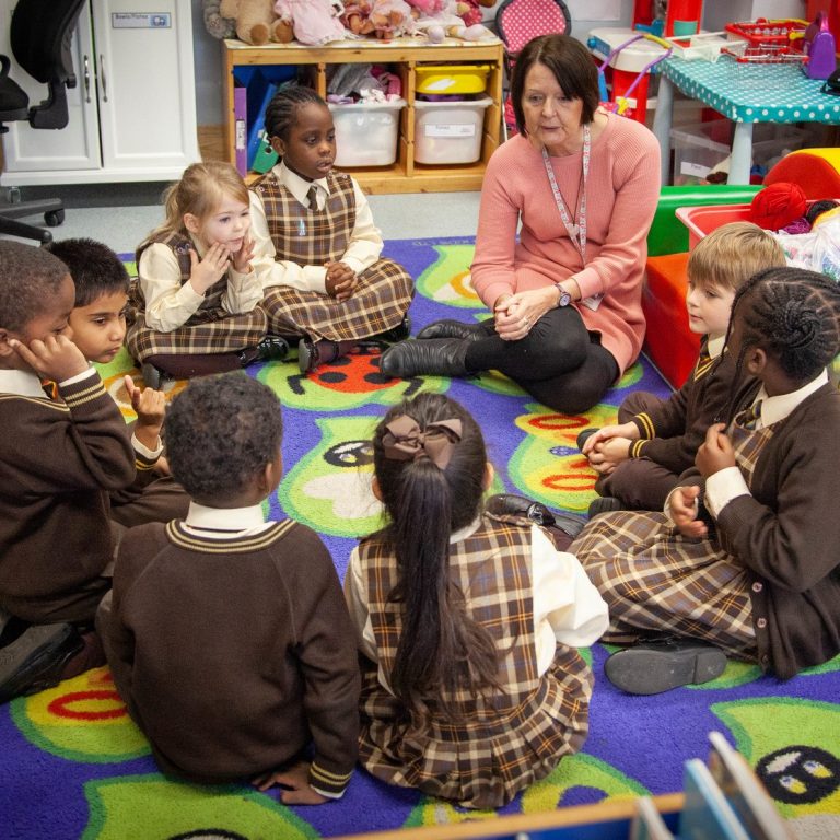 children sat on the floor