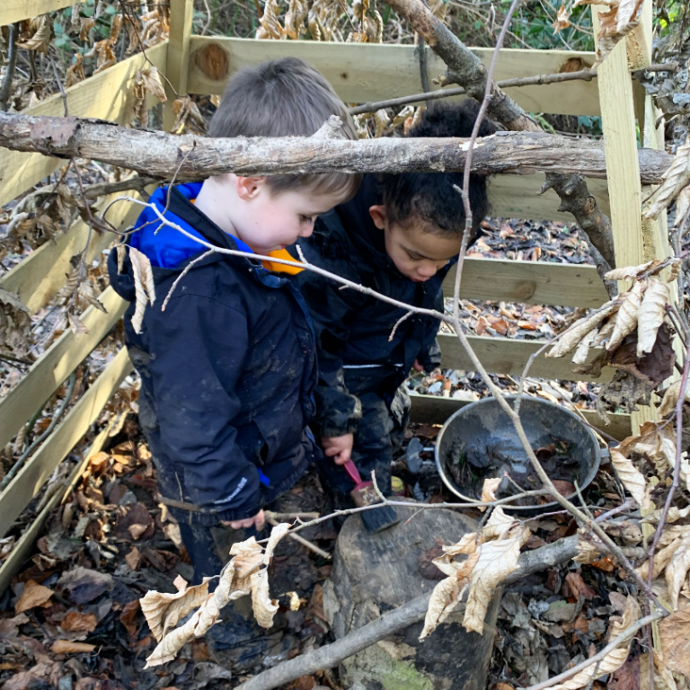 children building a shelter